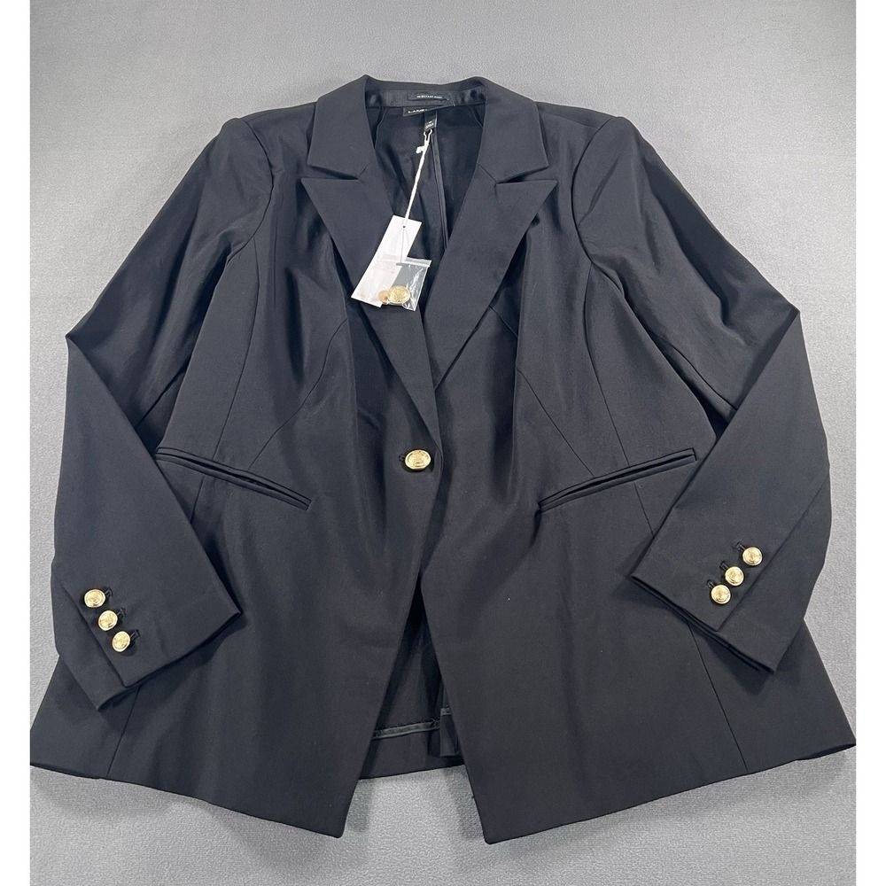 Lane Bryant Sz 18 The Bryant Blazer Black w Gold Buttons Sexy Curvy Stretch NWT